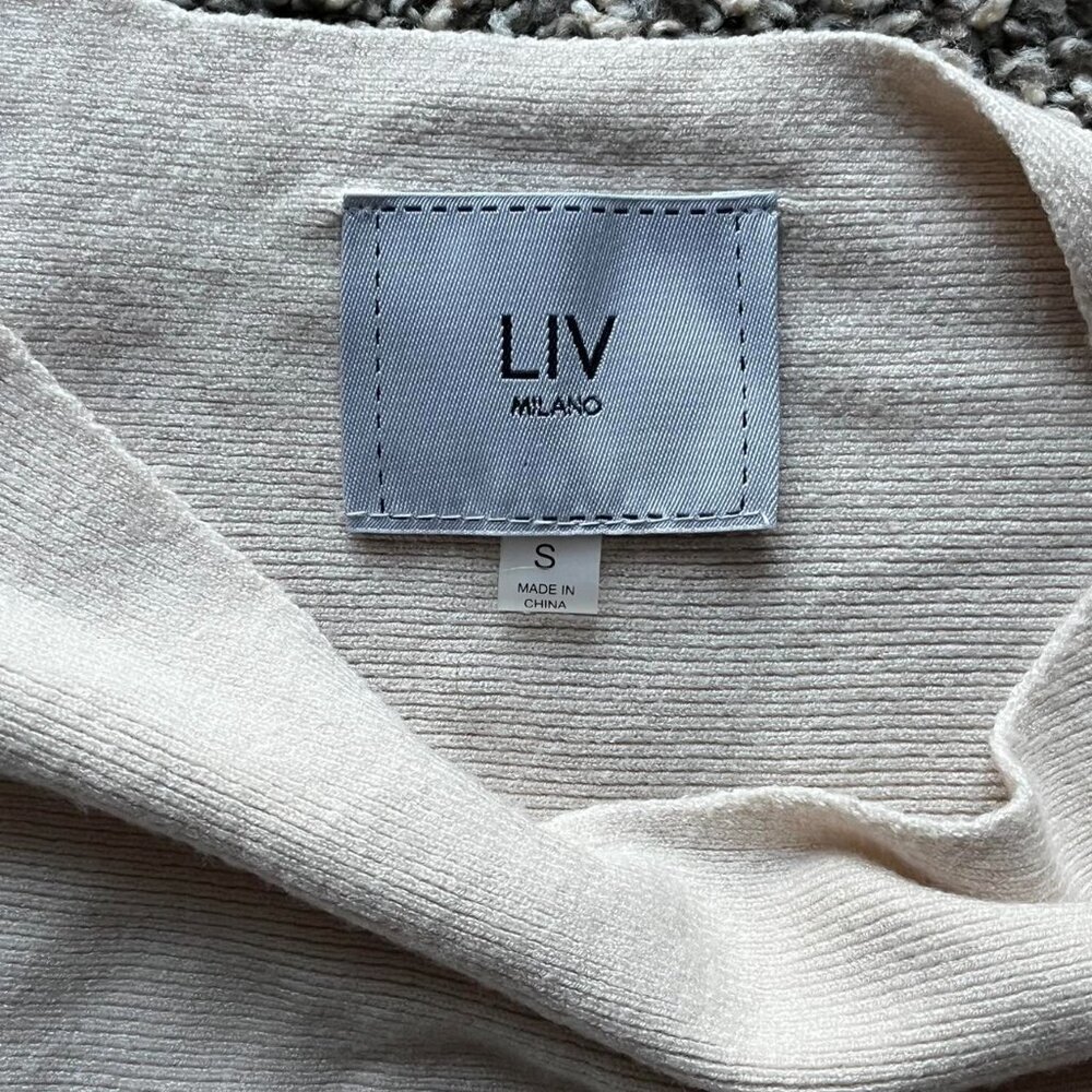 Cream LIV Milano Long Sleeve Top Small Rhinestones Lace Luxury Coquette Romantic - Picture 2 of 8